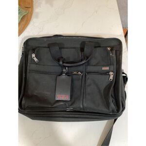 Tumi Alpha Laptop Computer Expandable Briefcase Messenger Bag Canvas Black